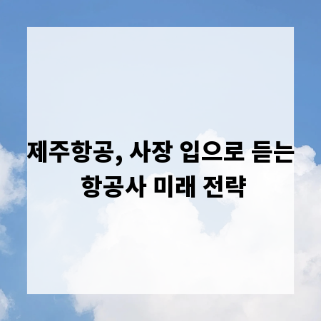 제주항공, 사장 입으로 듣는 항공사 미래 전략