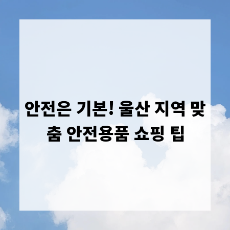 안전은 기본! 울산 지역 맞춤 안전용품 쇼핑 팁