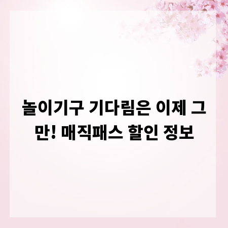 놀이기구 기다림은 이제 그만! 매직패스 할인 정보