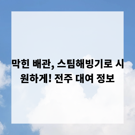 막힌 배관, 스팀해빙기로 시원하게! 전주 대여 정보