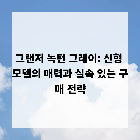 그랜저 녹턴 그레이: 신형 모델의 매력과 실속 있는 구매 전략